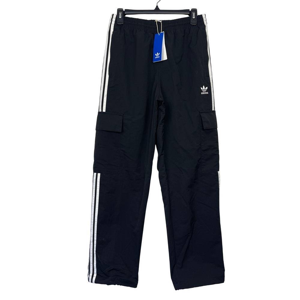 NEW Adidas Originals 3 Stripe Cargo Pants Wide Leg Mens S Adicolor Black $80